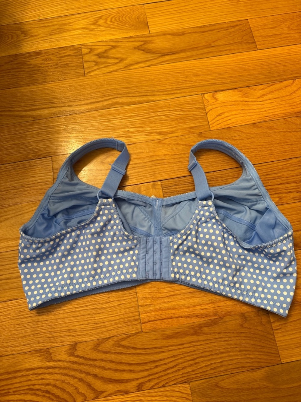 Ulla Popken Light Blue Polka Dot Bra with White Trim 46E euro brand no underwire - Picture 5 of 8
